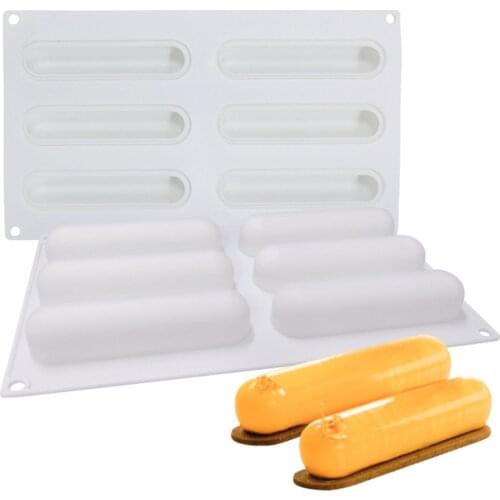 6 Cavity Oval Strip Silicone mold Strip Cake Mold Candy Cake Decoration Mould Silicone Mousse Mould Cake Tools