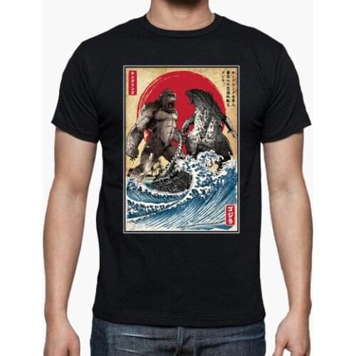 Battle for The Ages. Funny Japanese Ukiyo Gorilla VS Vicious Lizards T-Shirt. Summer Cotton O-Neck Short Sleeve Mens T Shirt New