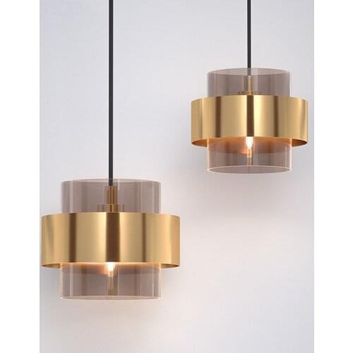 Glass Pendant Light Nordic LED Hanging Lamp Fixture Minimalism Iron Gold Suspension Luminaire Lustres Dining Room Bedroom Cafe