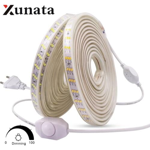 LED Strip 220V Three Row 2835 Waterproof 180Leds/m Warm/White Dimmerable Flexible Tape Ribbon LED Strip Lamp EU UK
