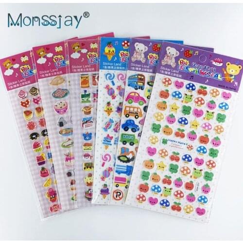 4 sheets 3D candy waterproof cartoon stickers Kids girl boy funny DIY cute sticker for laptop Cell phone decoration
