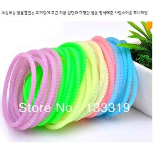 High Quality Fashion Fluorescent Color Super Elastic Whorl Candy Bracelet Hair Ring Hair Rope Fashion Headwear Wholesale