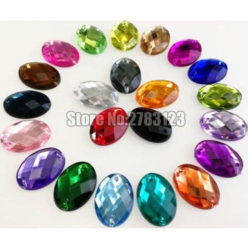 Oval shape High quality Acryl sew on rhinestones with two holes,diy/clothing accessories SWYT124