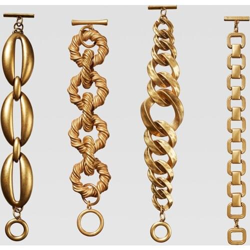 2019 ZA Gold Color Chain Bracelet for Women Fashion Lady Bangle Metal Maxi Charm Chunky Bracelet Double Eleven New Gift