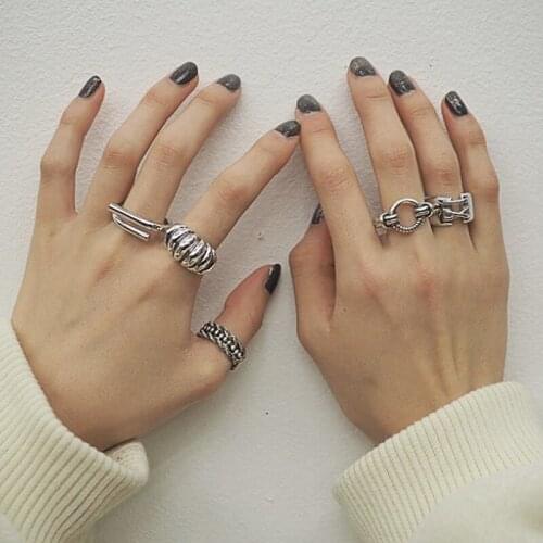 Kinel Authentic 925 Sterling Silver Ring Simple Minimalist Open Adjustable Finger Rings For Women Fashion Band Female Bijoux