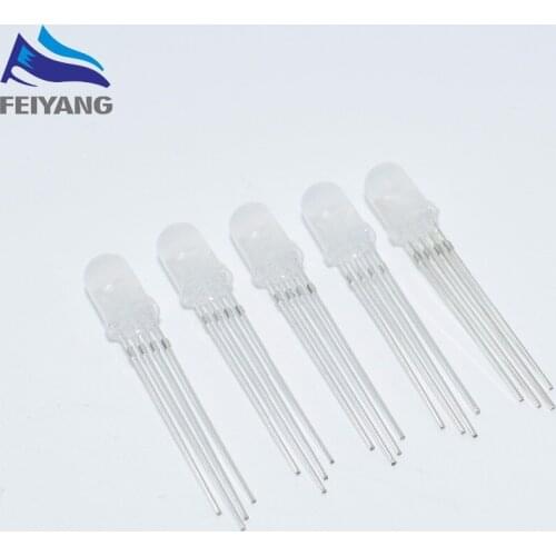 10pcs 5mm RGB LED Diffused Diode Light Common Anode/CATHODE Tricolor Red Green Blue 5 mm LED Emitting Diode Lamp Wide Angle