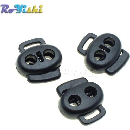 10pcs/pack 2 Holes&Webbing Hole Cord Lock Stopper Plastic Toggle Clip Black