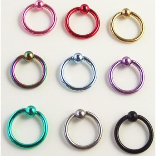 2 Piece 16Gx8x3mm Green Titanium Captive Bead Hoop Ring Navel Button Rings Lip Labret Nose Rings Body Piercing Jewelry