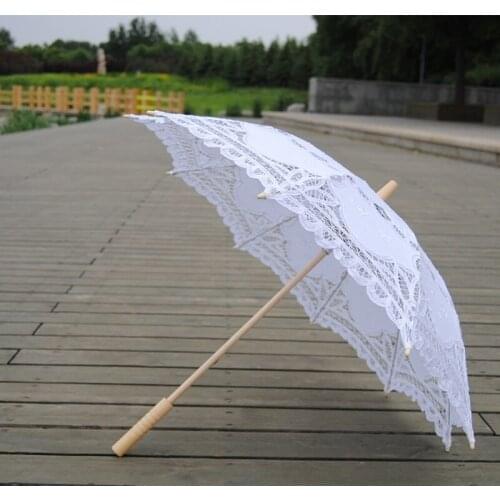 20pcs New solid color lace parasols Bridal wedding umbrellas white color available WA2262