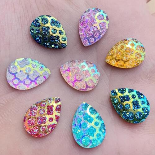 40Pcs/lot DIY 13*18mm Water drop Resin Gems Stone For Bead Work Flat Back No Sew On Rhinestones -B32