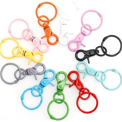 Potosala 30mm Keyring Key Chain Fashion Paint Colors Plated 70mm Keychain Keyrings Plated Lobster Clasp Keychain Making 5Pcs