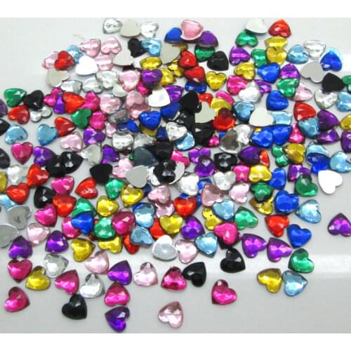 500Pcs Mixed Acrylic Heart Decoration Crafts Cabochon Scrapbooking Embellishments Flatback Nail Art Garment Beads DIY