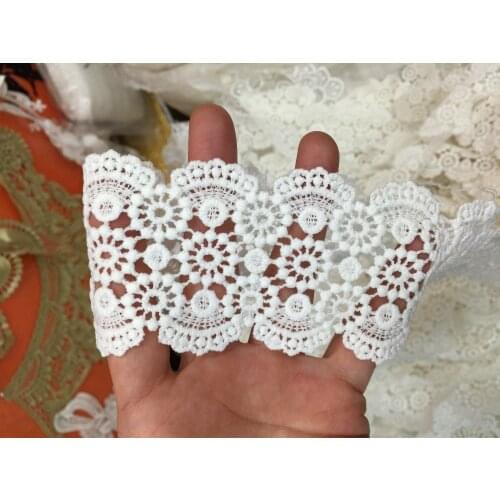 70yards GOOD QUALITY soft Milk Silk Lace Fabric Wedding Trim Size :5.8cm