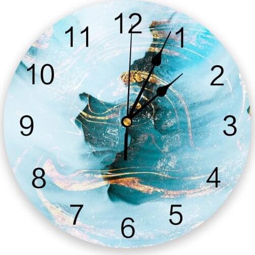 Abstract Blue Marbling Creative Wall Clock For Home Office Decoration Living Room Bedroom Kids Room Hanging Watch