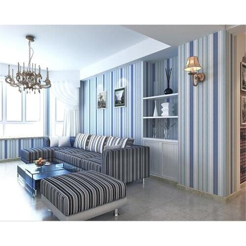 Beibehang Mediterranean Blue Vertical Stripes Background 3d Wallpaper Simple Living Room TV Background Modern Wall paper tapety
