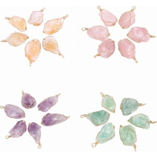 Big Natural Druzy Pendant Genuine Stone Metal Wire Wrapped Sweater Necklace for Women Handmade Jewelry