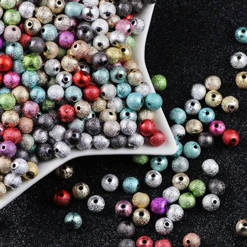 Mixed Stardust Acrylic Foil Trendy Round Spacer Loose Beads 4/6/8/10/12/20MM For Charm Jewelry Making DIY Bracelet Accessories