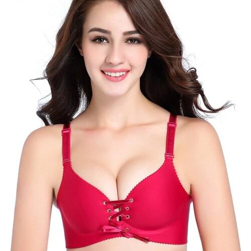 Sexy Wireless Thick Seamless Super Push Up bra Pull LB brassiere push up strap rope b female bra wireless lb brassiere 32-38 ABC