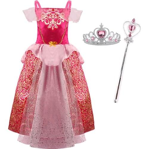 Girls Birthday Party Costumes Sleeping Beauty Dress Kids Baby Girl Princess Party Christmas Carnival Fantasy Evening Dress 2-8T