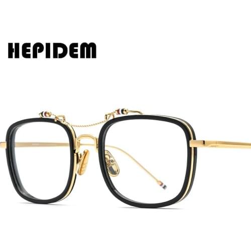 HEPIDEM Acetate Glasses Men Square Prescription Eyeglasses Frame Women Luxury Brand Oversized Optical Spectacles Eyewear 50247
