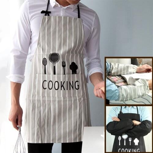 Cotton Tablier Chef cloth Black Unisex Professional with Pocket Home Ktchen Cooking Baking Apron Men And Women Customize LOGO