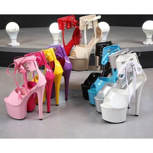 HOKSVZY Summer Women Shoes High Heel Patent Leather Sandals Super High Heels Stiletto Sexy Waterproof Platform High Sandals LFD