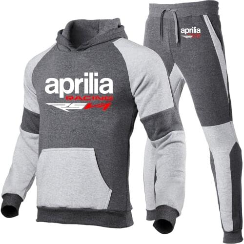 Aprilia Racing RSV4 High Quality Tracksuit Men Hooded Sweatshirt+Pants Sets Winter Sportwear Casual Outwear Sports 2 Piece Suits