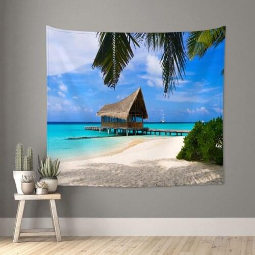 Beautiful Island Tapestry Sea Scenery Printed Tapestry Home Holiday Decoration Wall Hanging Bedroom Wall Carpet Tapestry