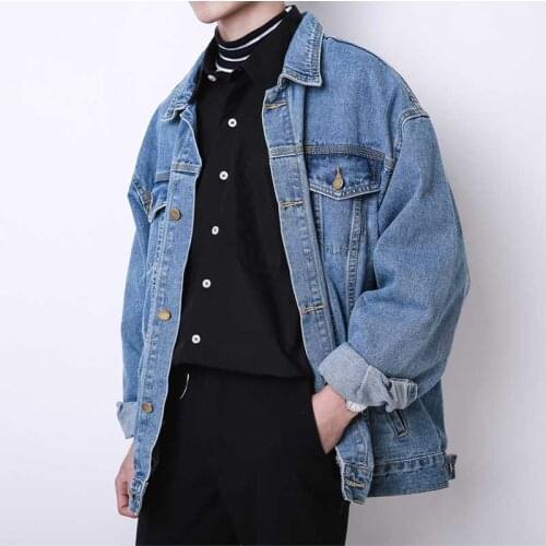 Wholesale 2020 Autumn winter Korean loose oversize denim jacket mens retro Cargo washing student teenagers jacket men clothing