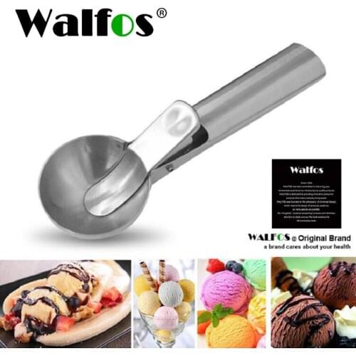 WALFOS Cookie Scoop - Stainless Steel Ice Cream Scoop With Easy Trigger Dipper For Fruits Cookie Dough And Water Melon Spoon