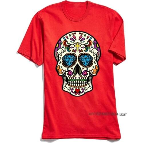 Mexican Skull T-shirt New Design Men T Shirt O Neck Short Sleeve All Cotton Tops TShirt Custom Tee-Shirt Top Quality Red Tees