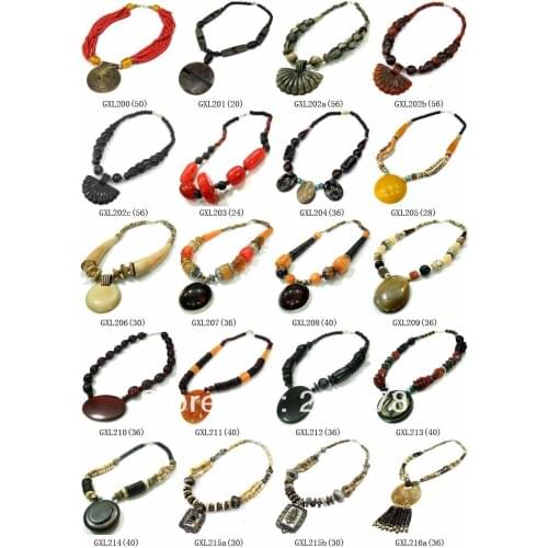 Mix Wholesale 10PCS Tibetan Ethnic Yak Bone Big Pendants Necklace Fashion BOHO Jewerly Free shipping MW-06