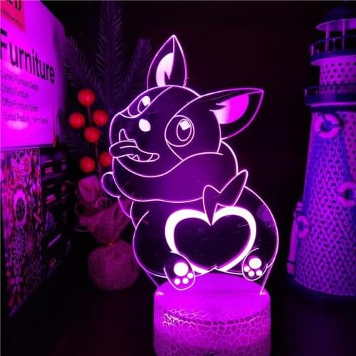 Cute Gog Cartoon 3D LED Light Anime Pokemon Yamper for Kids Nightlight Bedroom Decor Manga Game Pokemon Table Acrylic Light Gift