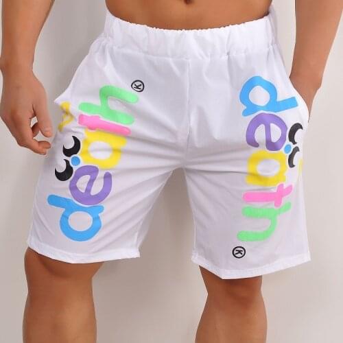 European And American New Summer Muscle Brothers Running Sports Mens Shorts Stretch Loose Fashion Trend Five-Point PantsM-XXL S