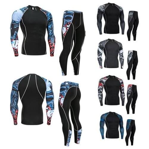 Mens thermal underwear suit MMA Clothing tactical base layer rashgard kit compression clothing Brands long sleeve tights