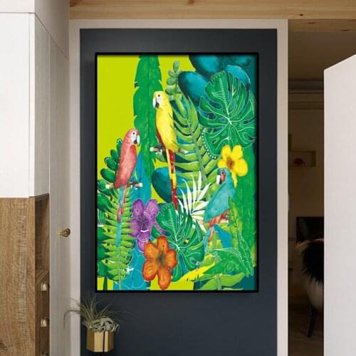 Nordic Posters And Prints Tropical Plants Wallpaper Pictures Self-adhesion wall sticker painting For Students' Living Room TZ004