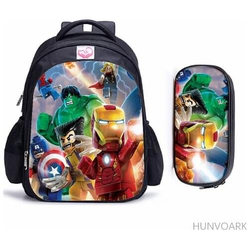 16 Inch Superhero Hulk Iron Man Children School Bags Orthopedic Backpack Kids School Boys Mochila Infantil Catoon Bags
