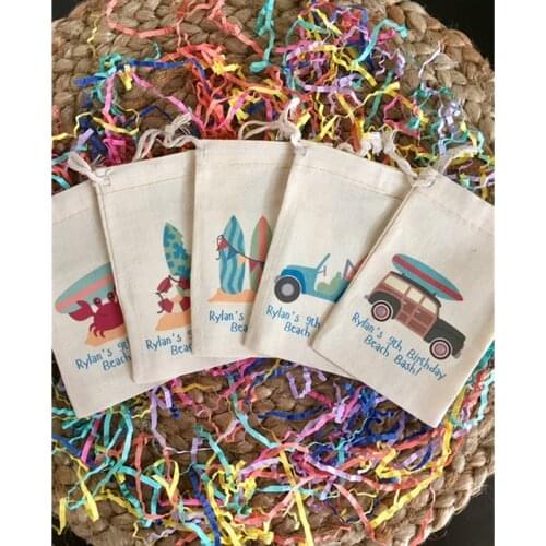 Beach, Surf Theme Party favor bags custom birthday gift bag candy bags Bachelorette welcome bag bridal party bags thank you bag
