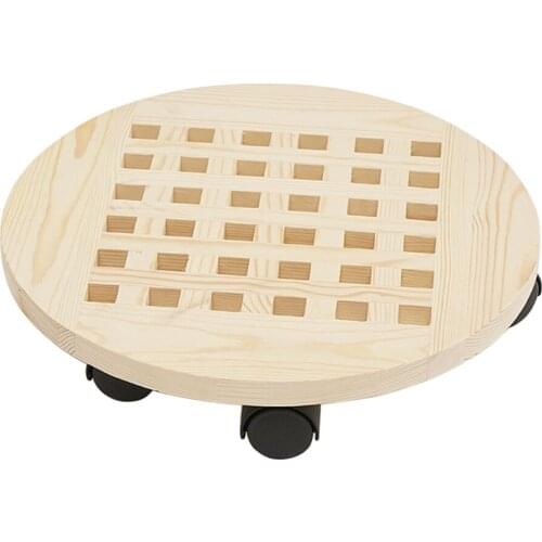 New Flower Pot Stand Rolling Wooden Planter Round With Wheels Removable 360° 30cm/35cm/40cm Universal Wheeled Pot Holder