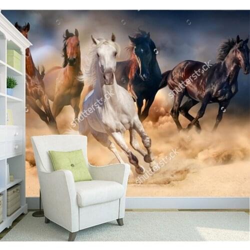 Custom natural scenery wallpaper,Horses run in the desert,3D photo mural for living room restaurant background wall wallpaper