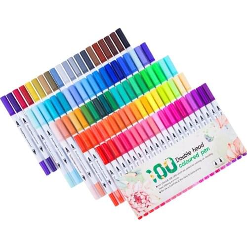 100Pcs Dual Tip Brush Pens Coloring Markers Journaling Pens Colored Marker Pens