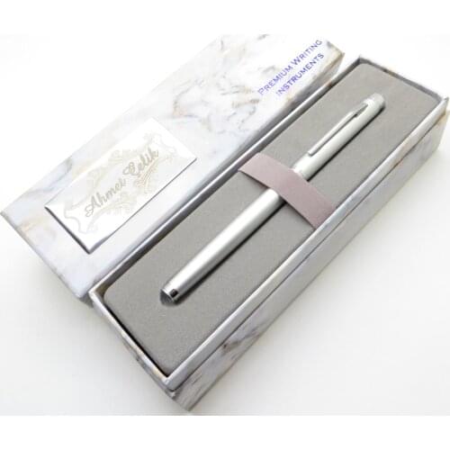 Wings Marble R130 Slim Matte Chrome Roller Pen | İsme Special Pen | Gift Pen