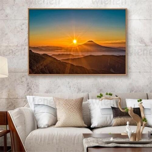 Modern Decorative Painting Landscape Art Pictures Mountain Peak Cloud Sunset Sunrise Natural Scenery Poster living Room Wall Art