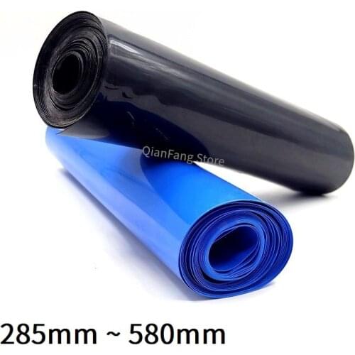 2M PVC Heat Shrink Tube 285mm ~ 580mm Blue Black Shrinkable Cable Sleeve Sheath Pack Cover for 18650 Lithium Battery Film Wrap
