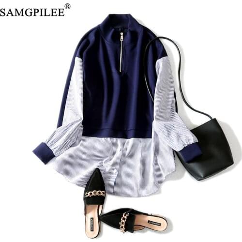 Autumn 2020 Clothes For Women Oversized Sweatshirt Casual Cotton Full Sleeve Patchwork Pullovers O-neck Sweatshirts For Woman