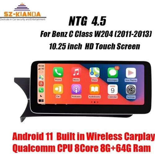 In Stock Android 10 Car multimedia player for Mercedes Benz C Class W204 Radio GPS Navi 2011-2013 NTG 4.5 Wireless Car Play 4G