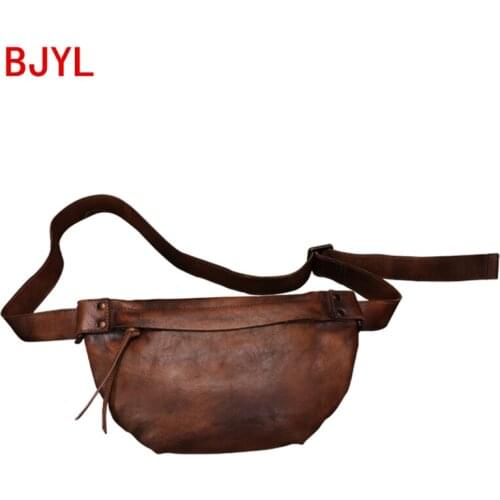 Vintage Literary Leather Women Chest Bag 2020 New Female Messenger Bag Waist Bags Head Layer Cowhide Handmade Soft Leather Retro
