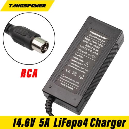 14.6V 3A RCA LiFePO4 charger 4Series 12V 3A Lifepo4 battery charger 14.4V battery smart charger For 4S 12V LiFePO4 Battery