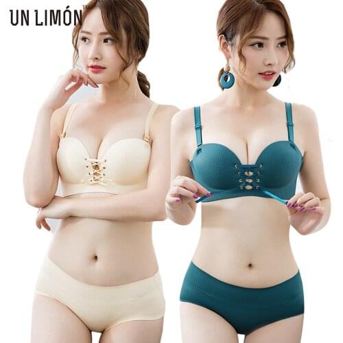 UNLIMON Women Wireless Bras Sexy No Rims 13 Colors One-piece Seamless Push-up Print ABC Cups