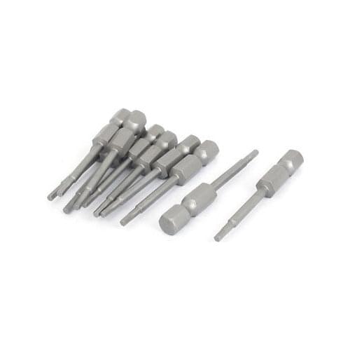 10pcs 1/4" Hex Shank 2mm Hexagon Head Magnetic Screwdriver Bits 50mm Length